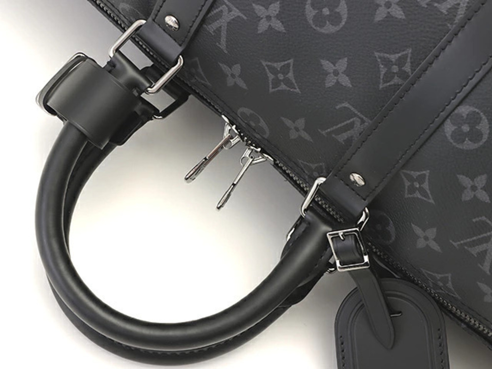 LOUIS VUITTON Keepall Bandouliere Boston Bag Monogram Eclipse Black - Picture 4 of 8